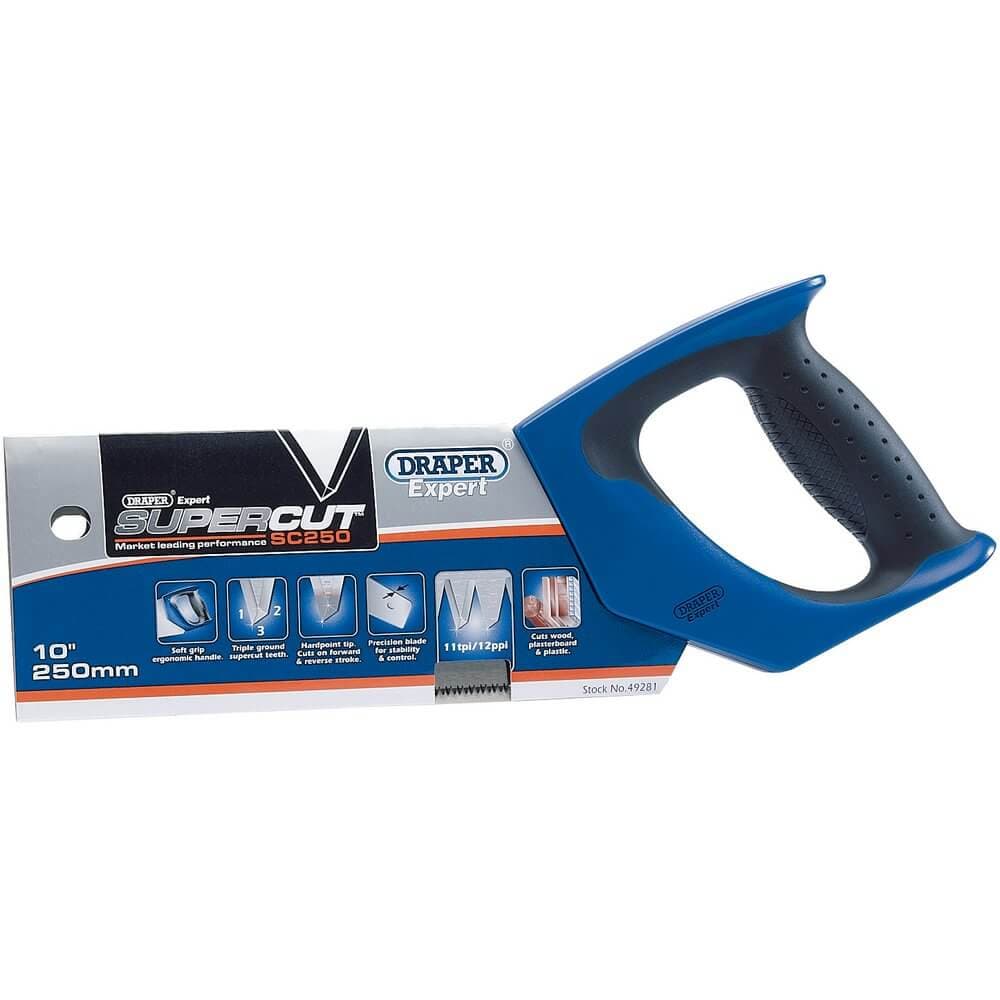 Draper Expert 49281 Supercut® Soft Grip Hardpoint Tenon Saw 250Mm/10in 11Tpi/12Ppi each