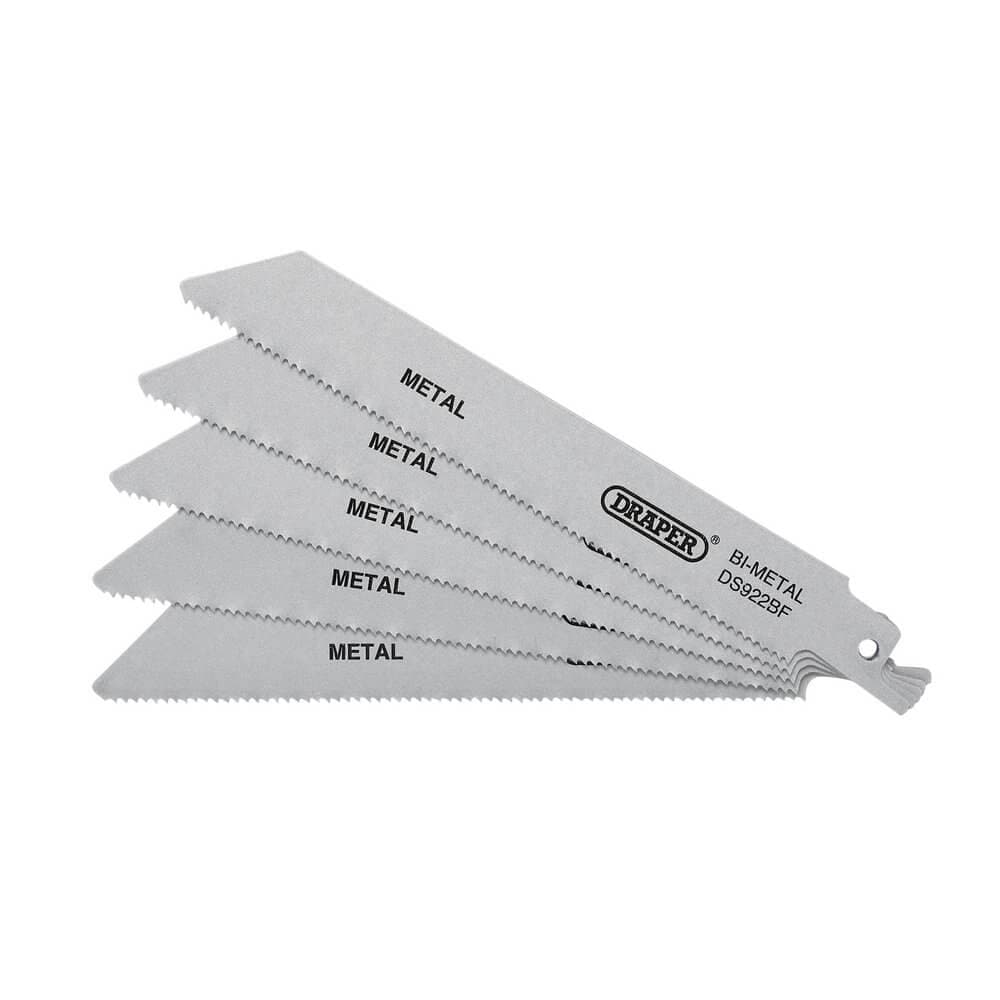 Draper 43459 Bi-Metal Reciprocating Saw Blades For Metal 150Mm 14Tpi (Pack Of 5) each 1