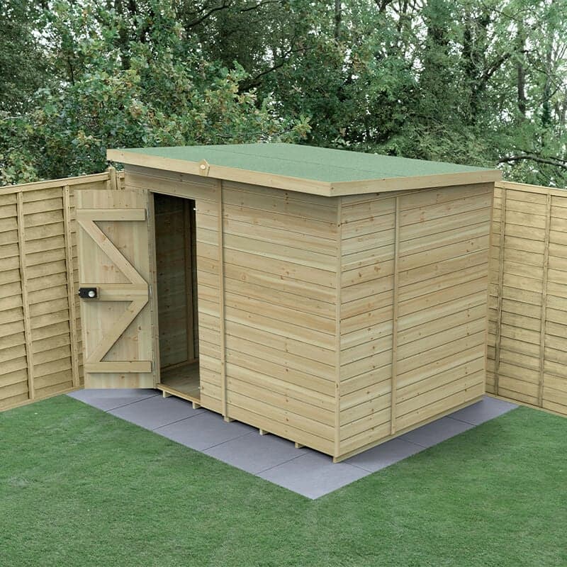 8' x 6' Forest Timberdale 25yr Guarantee Tongue & Groove Pressure Treated Windowless Double Door Pent Shed (2.48m x 2.02m)