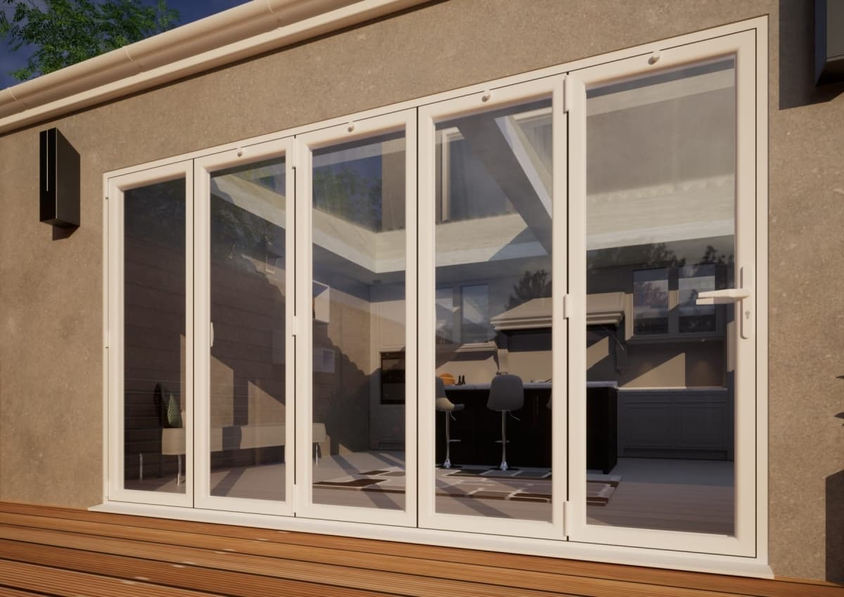 PVC Bifold Door Part Q Compliant - 3600mm White - 5 Left