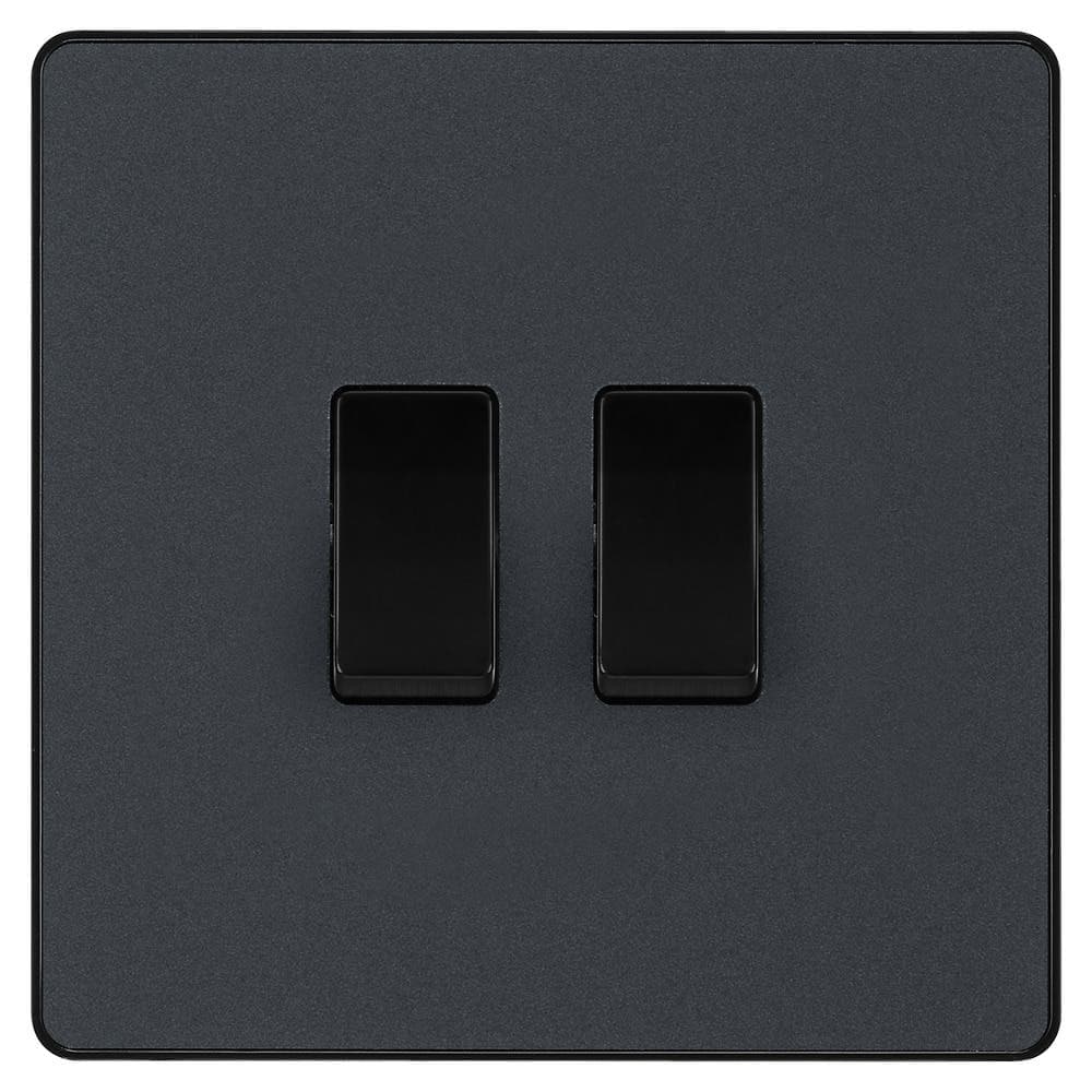 Double Switch - 20A - 16AX - 2 Way - Matt Grey