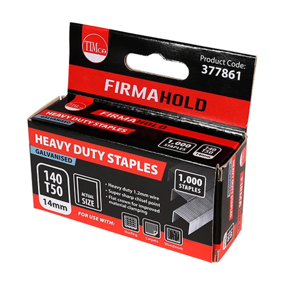 Timco 377861 Heavy Duty Staples - Chisel Point - Galvanised 14Mm