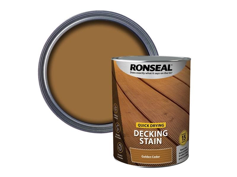 Ronseal 39081 Quick Drying Decking Stain Golden Cedar 5 Litre