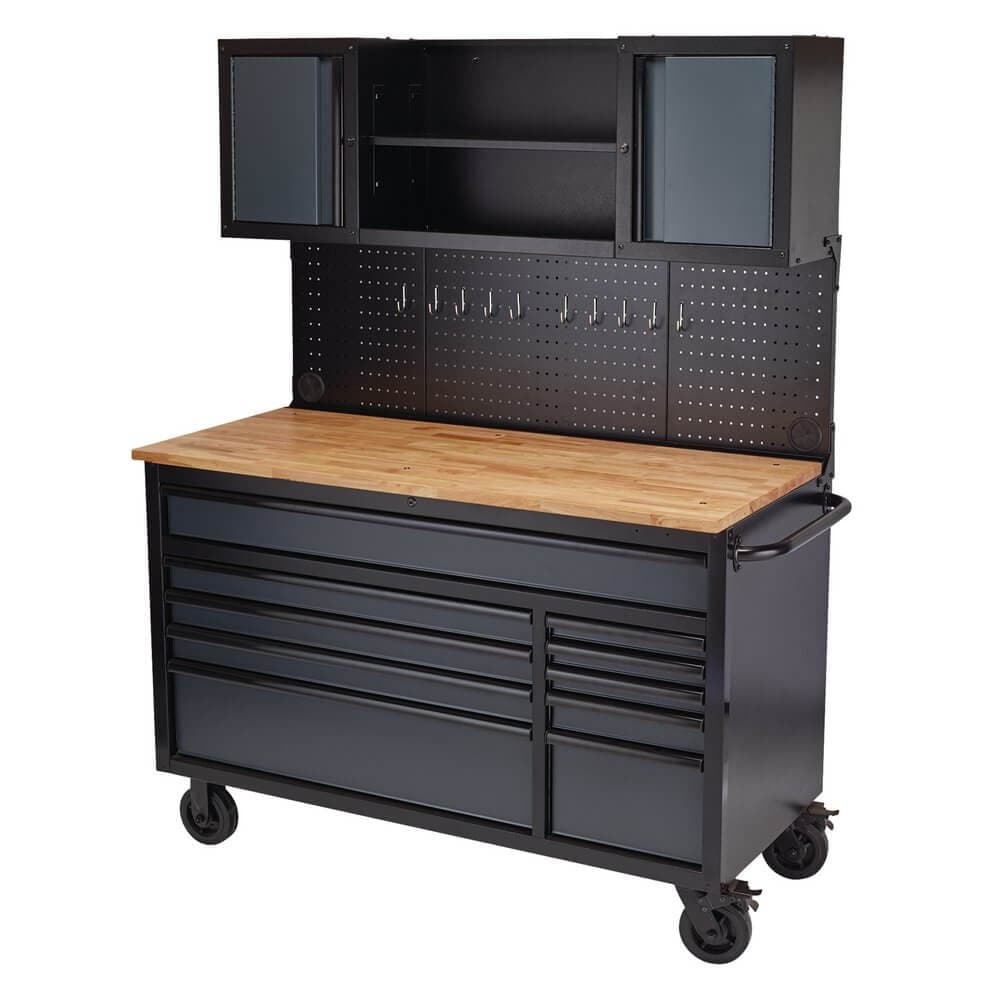 Bunker 08242 ® Roller Workstation With Workbench 10 Drawer 56in Grey 1
