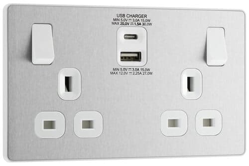 Screwless Flatplate Polished Chrome Single Slave Telephone Socket FPCBTS1-01