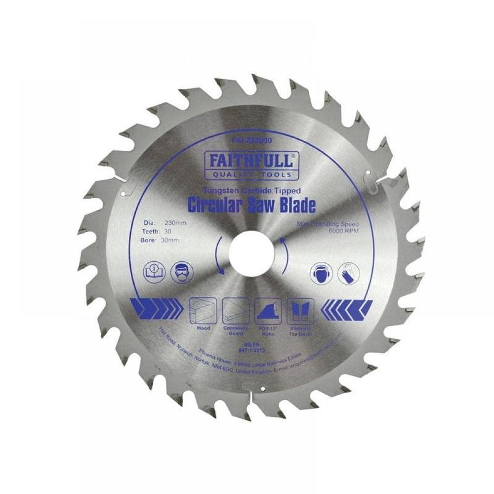 Faithfull FAIZ23030 Tct Circular Saw Blade 230 X 30Mm X 30T Pos