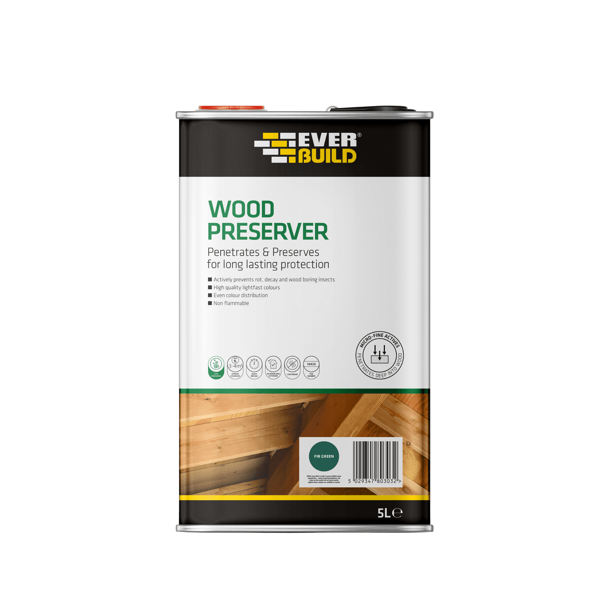 Everbuild Wood Preserver fir green 5 L