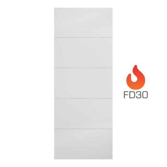 Horizontal Four Line White Primed Internal FD30 Fire Door