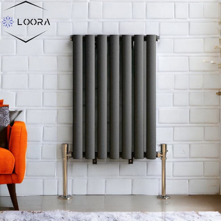 Rex horizontal Single oval designer Radiator 600x413mm White Anthrecite