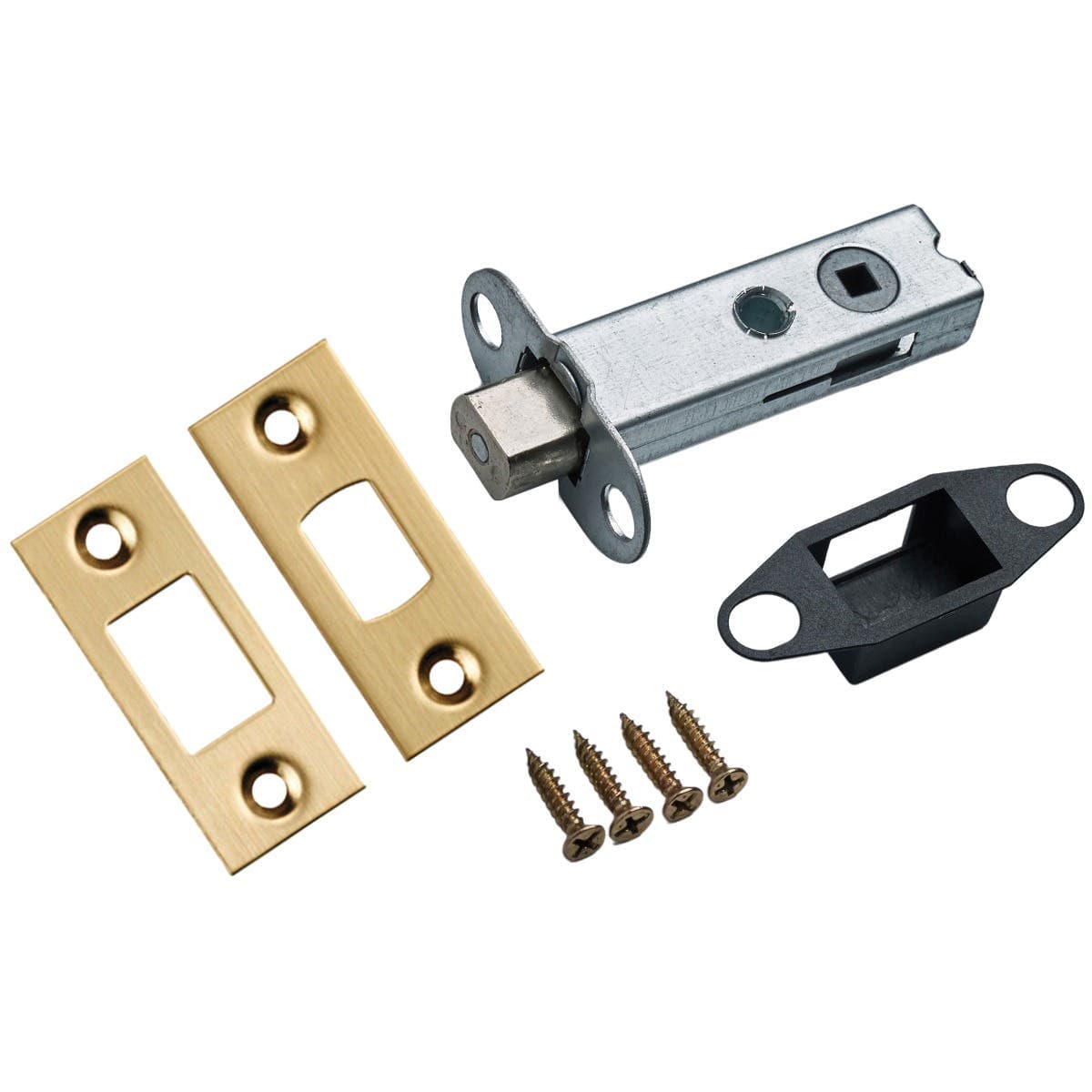 Premium Sprung Tubular Deadbolt - Antique Brass - 57mm Backset / 75mm Case - Designer Levers