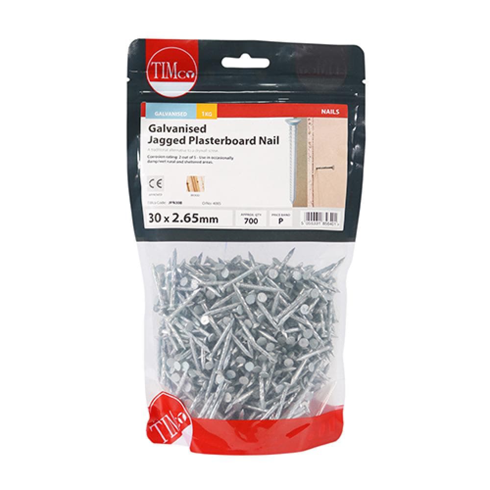 Timco JPN30B Jagged Plasterboard Nails - Galvanised 30 X 2.65