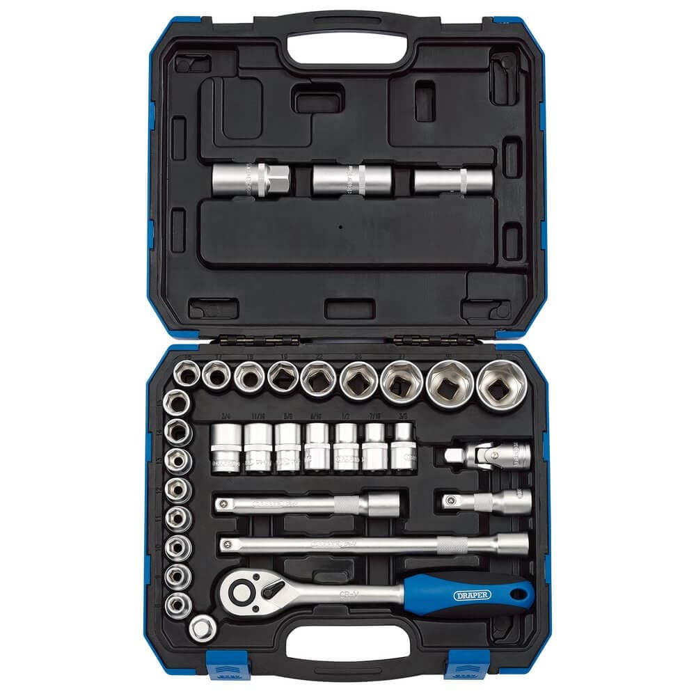 Draper 16363 Combined Mm/Af Socket Set 1/2in Sq. Dr. (33 Piece) per set