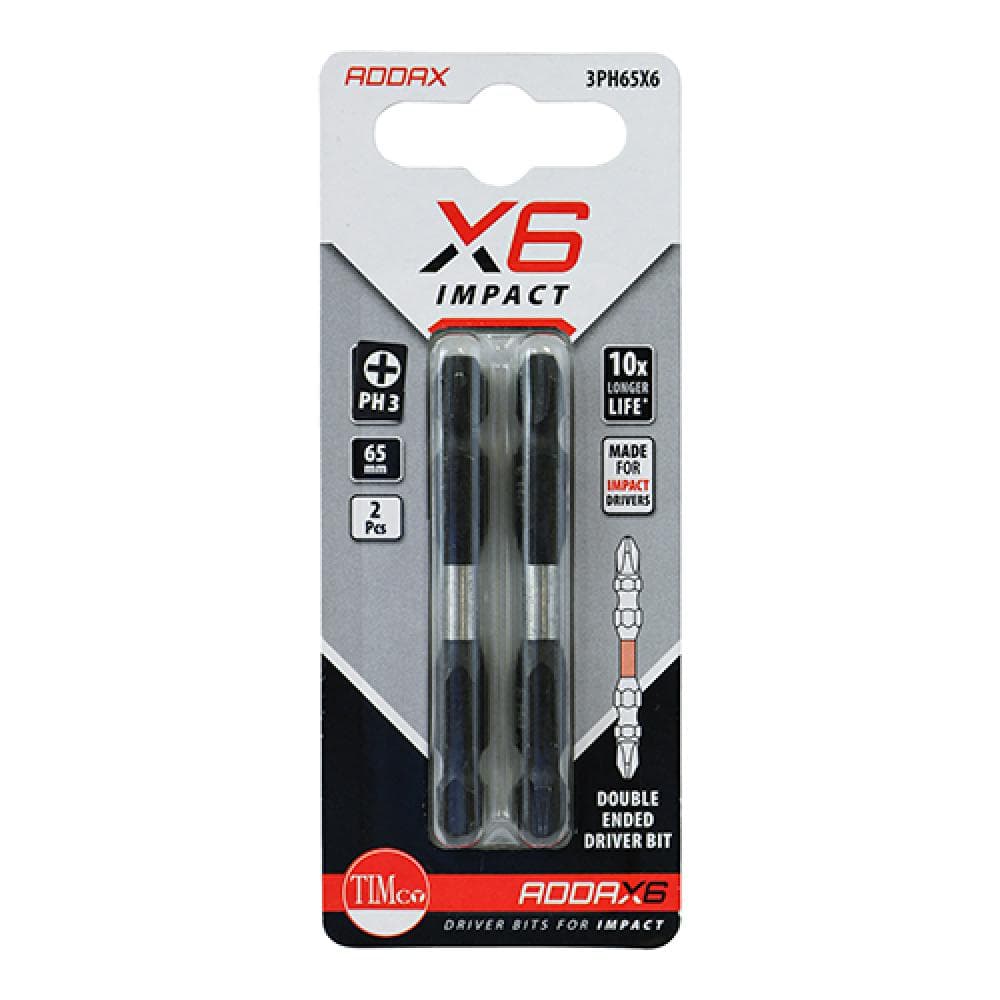 Timco 3PH65X6 Impact Driver Bits - Ph - Double Ended No.3 X 65 Blister Pack 2
