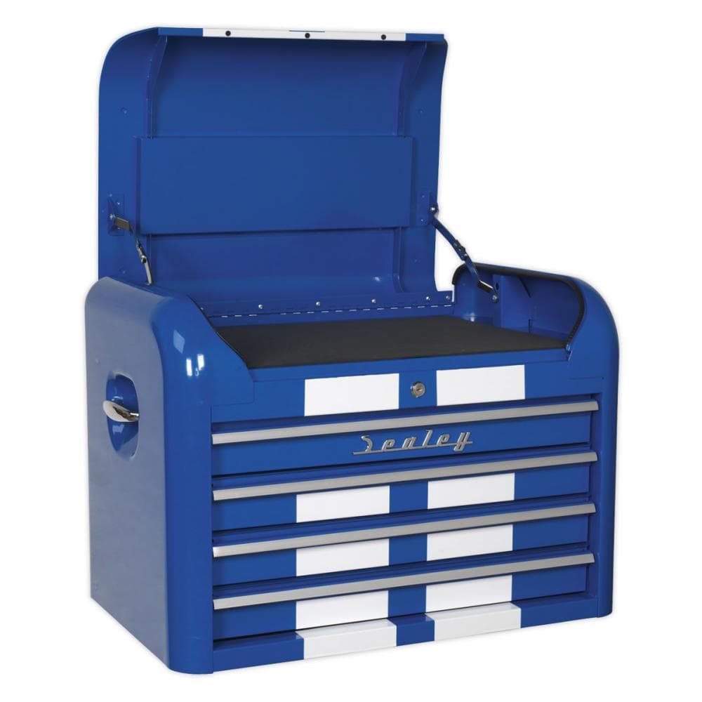 Sealey AP28104BWS Topchest 4 Drawer Retro Style - Blue With White Stripes