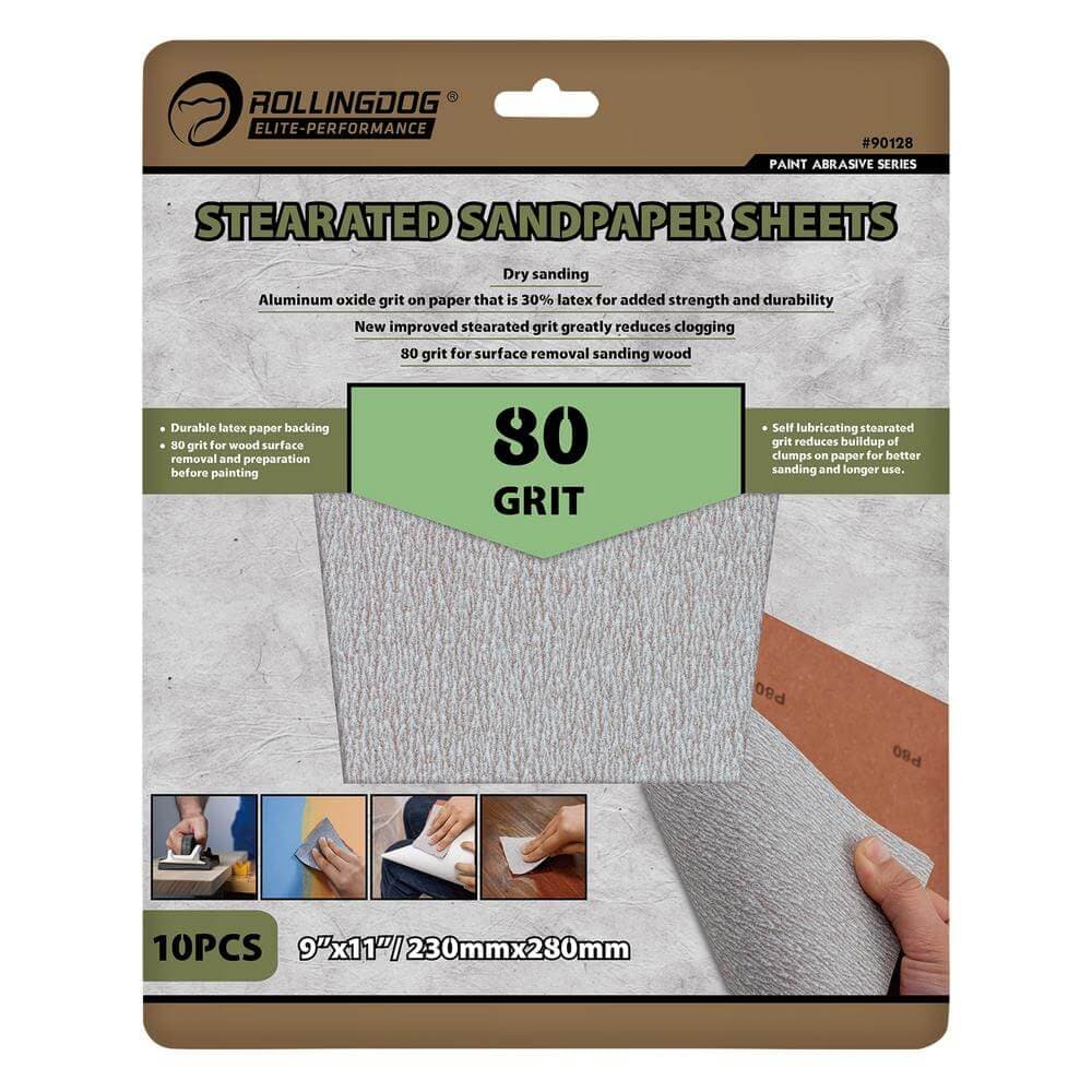 Rollingdog Stearated Sanding Sheets 230 X 280Mm 80 Grit (Pack Of 10) Pk 1 09653