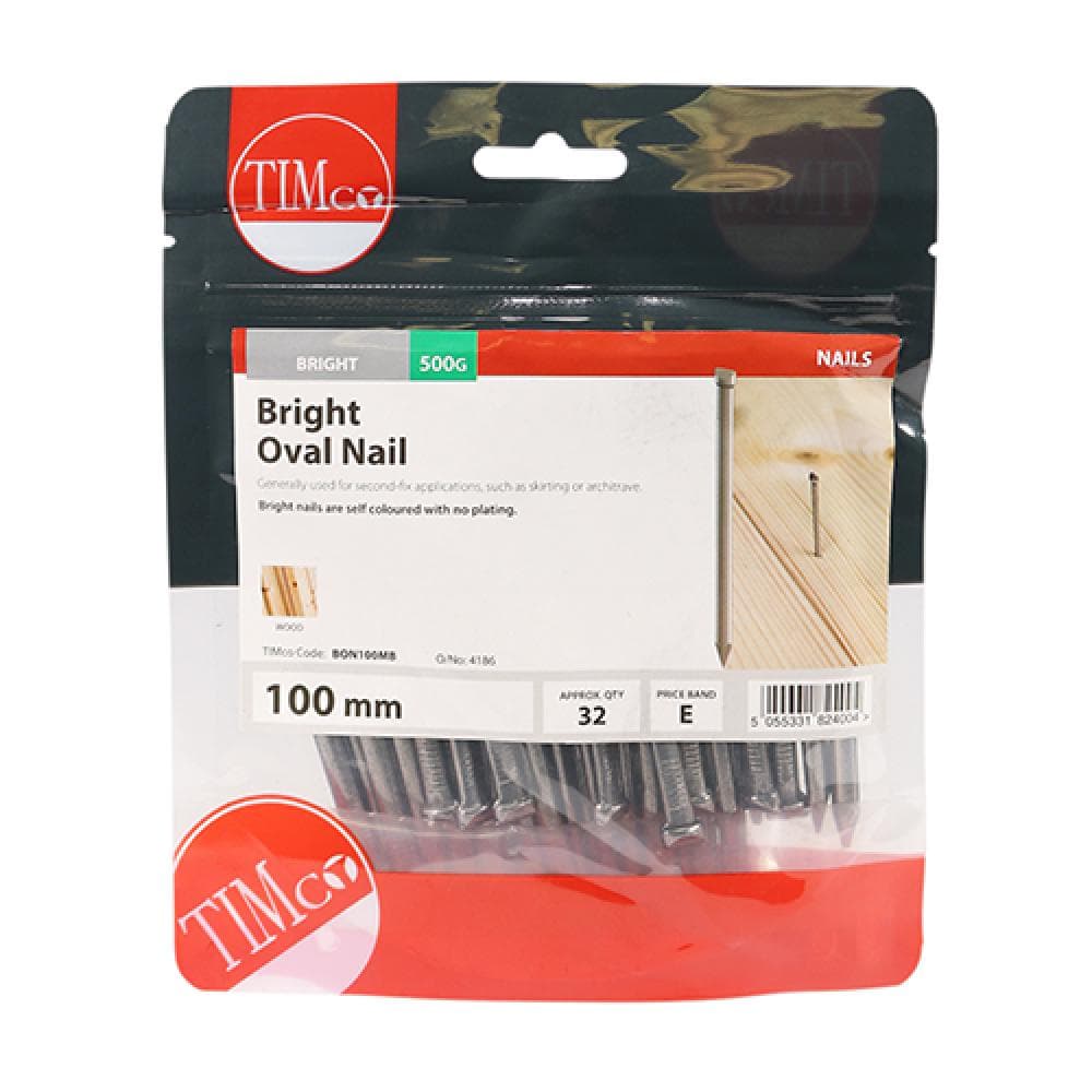 Timco BON100MB Oval Nails - Bright 100Mm