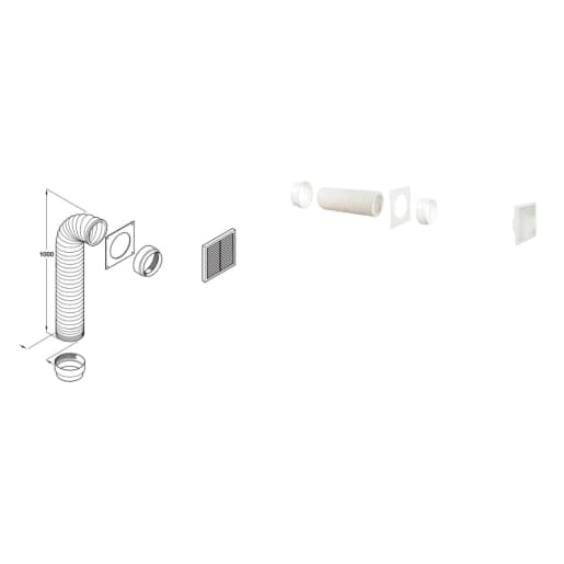 Hafele System 5 Ventilation Grille And Ducting Set 1 Metre White 565.30.712