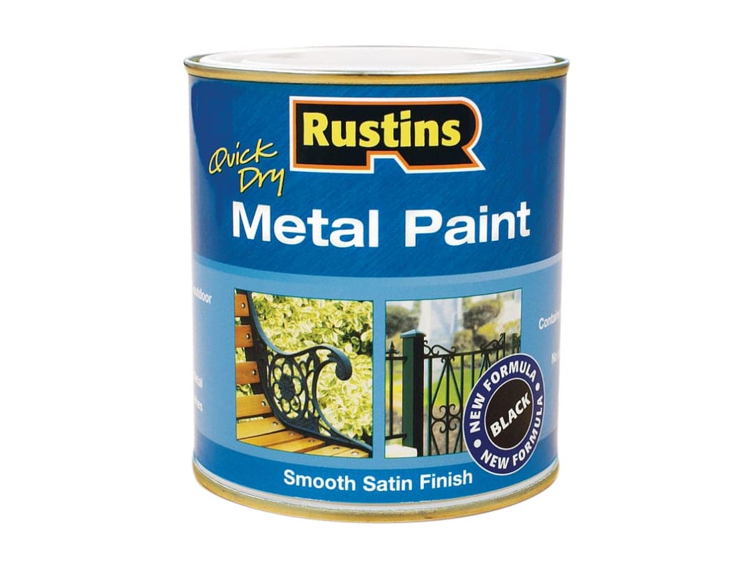 Rustins Quick Dry Metal Paint Smooth Satin Black 250ml MPBK250