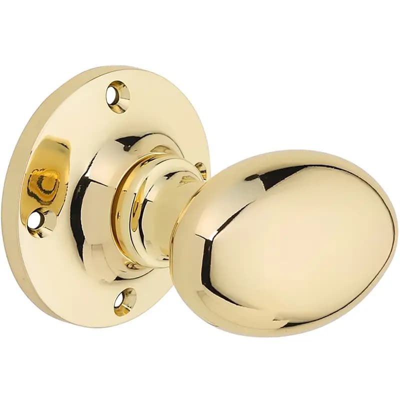 Oval Mortice Door Knob - Brass Plated - Pair - Internal - Designer Levers