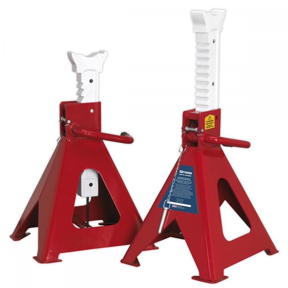 Sealey AAS10000 Axle Stands (Pair) 10 Tonne Capacity Per Stand Auto Rise Ratchet