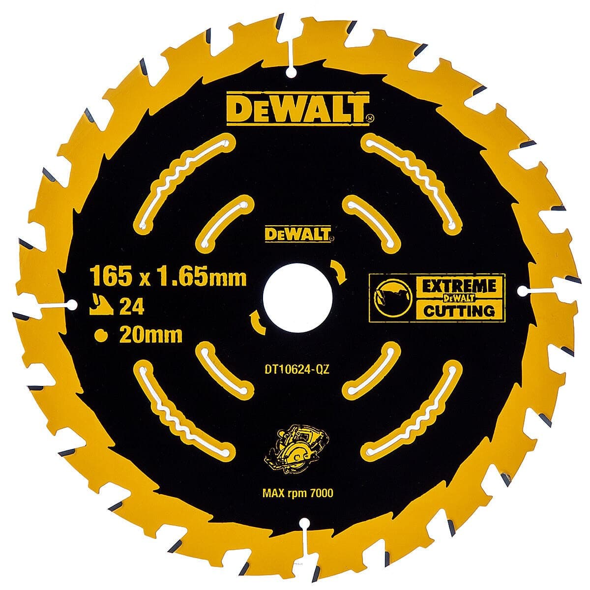 Dewalt Dt10624 Extreme Framing Circular Saw Blade For Wood 165 X 20Mm X 24T
