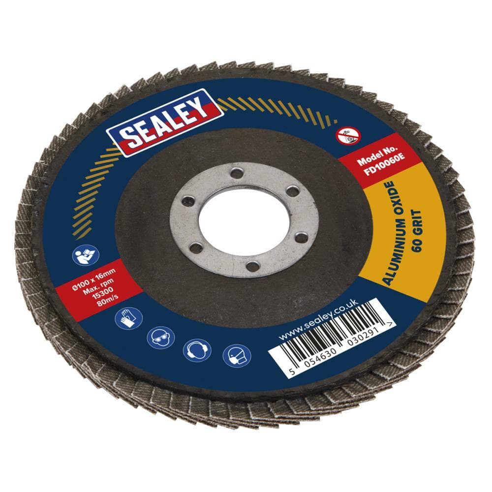 Sealey FD10060E Flap Disc Aluminium Oxide Ø100Mm Ø16Mm Bore 60Grit
