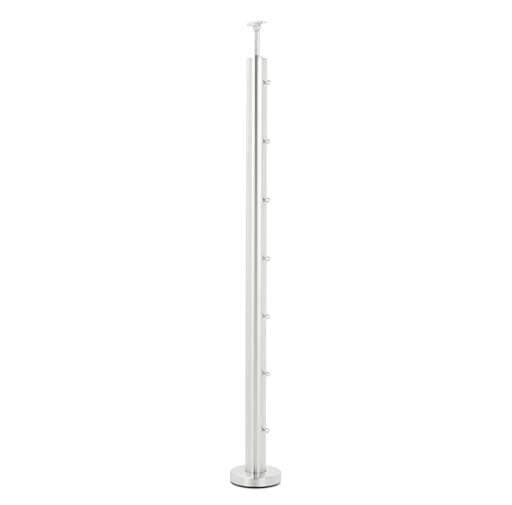 Stainless Steel Balustrade Mid Post Fully Assembled with Holes - 972mm Height x 48.3mm Diameter