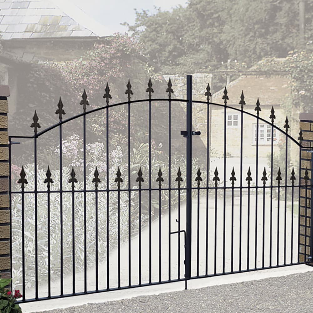 Burbage Iron Craft Saxon Arched Double Driveway Metal Gates 2438mm GAP x 1245mm High Zinc & Powder SAZP13
