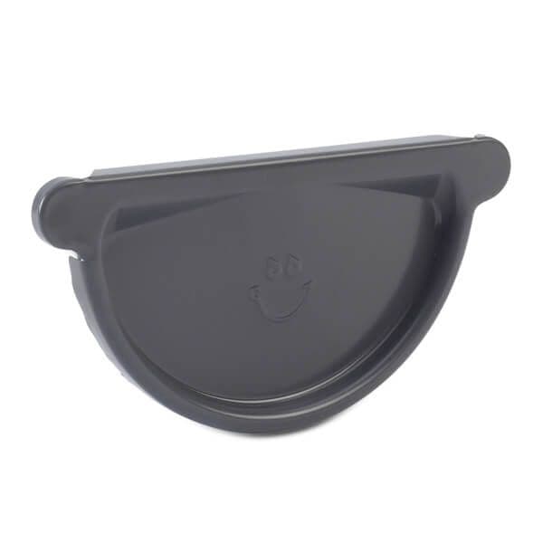Steel Gutter External Stopend - 120mm Graphite Grey