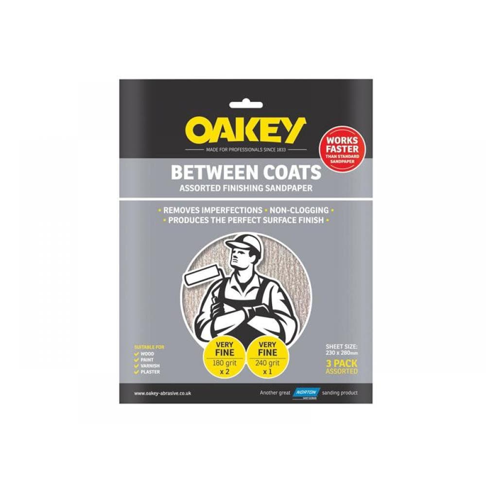 Oakey 66261116760 Between Coats Finishing Sandpaper 230 X 280Mm Assorted (3)
