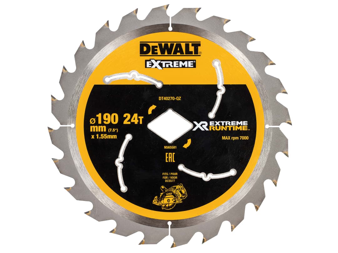 DEWALT Power Tools Extreme Runtime FlexVolt Circular Saw Blade 190mm x Diamond x 24T DT40270-QZ