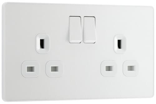 Screwed Flatplate Brushed Steel Twin Euro Module Aperture On Single Front Plate SBSEMS2-02