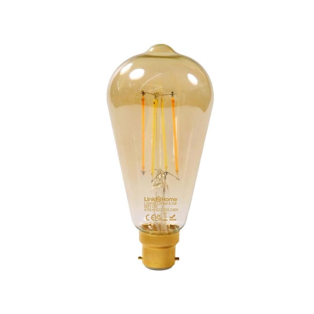 Link2Home L2HFEB22P5W Wi-Fi Led Bc (B22) Pear Filament Dimmable Bulb White 470 Lm 4.5W
