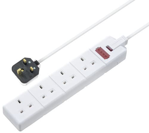 4 Skt 2M 13A Hd Ext Lead Fused White EXS1342W-01