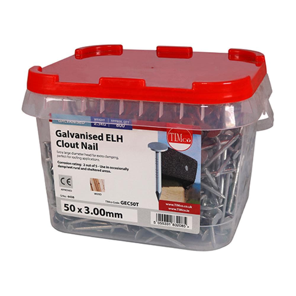 Timco GEC50T Extra Large Head Clout Nails - Galvanised 50 X 3.00