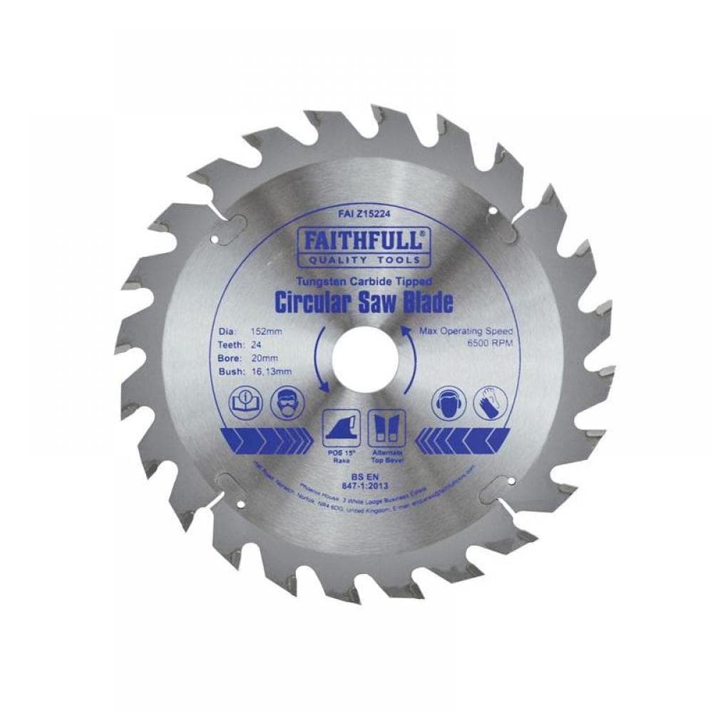 Faithfull FAIZ15224 Tct Circular Saw Blade 152 X 20Mm X 24T Pos