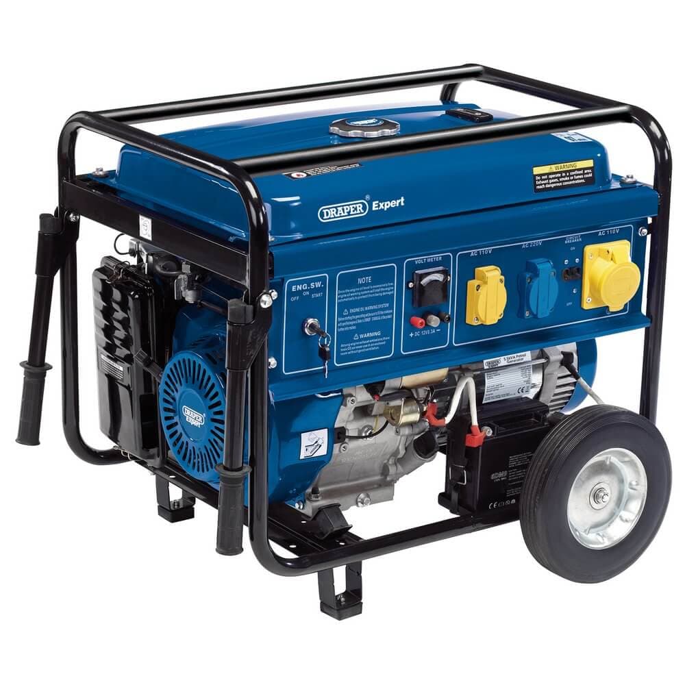 Draper Expert 23987 Petrol Generator With Wheels 5000W each 1
