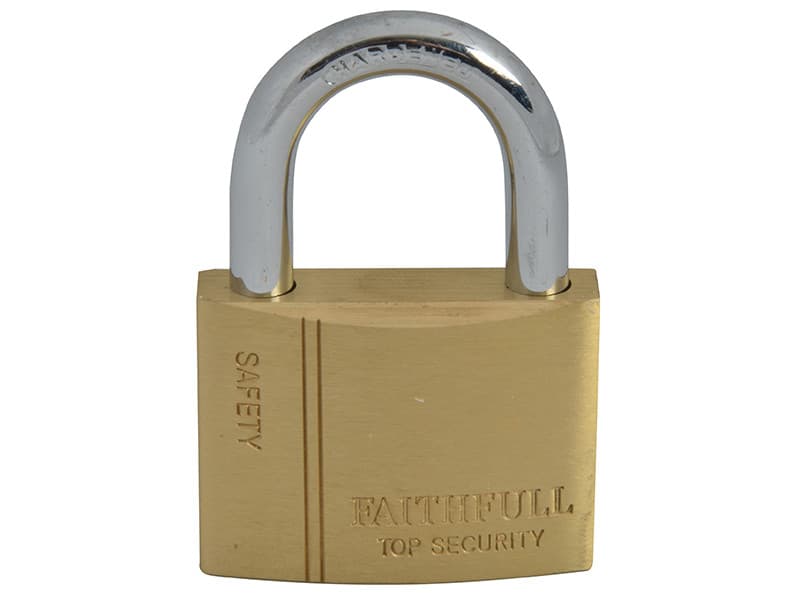 Faithfull BC0450 Brass Padlock 50Mm 3 Keys