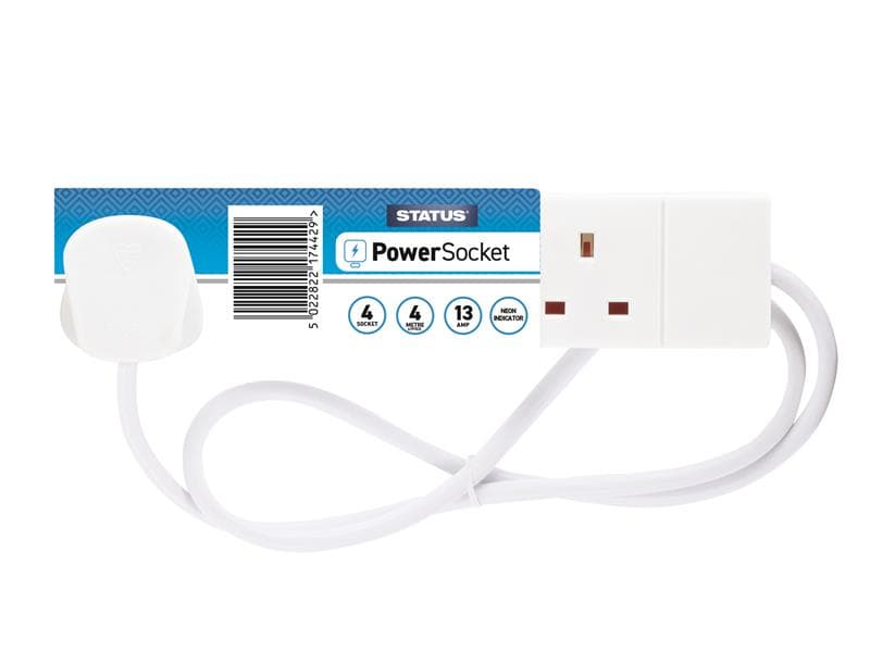 Status® S4W4MS6 Extension Lead 240V 4-Gang 13A White 4M