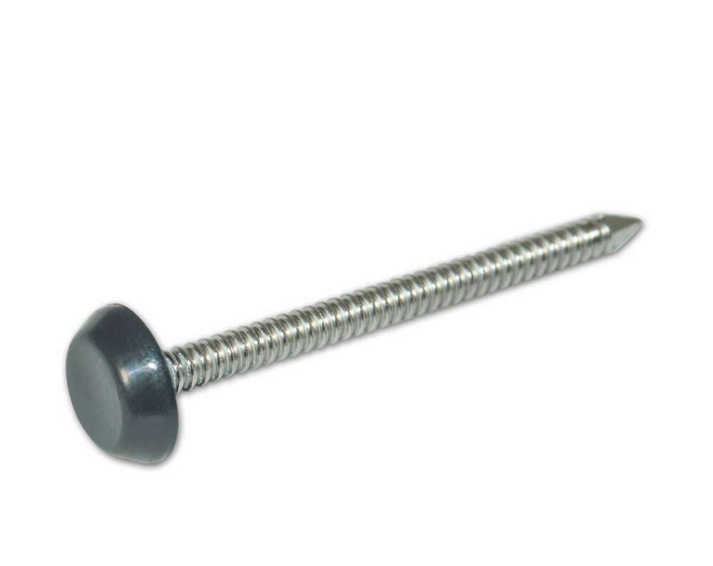 Plastic Headed Nails - 50mm Anthracite Grey - Box of 100