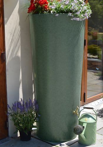 Large 380L Garden Planter Water Butt Green Marble with Tap Kit & Diverter Original Organics