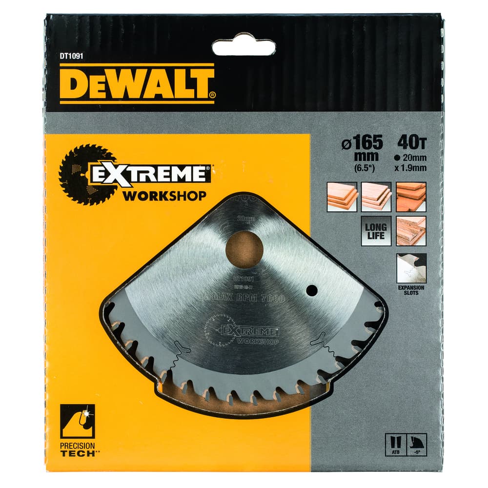 DeWalt DT1091 Qz Circular Plunge Saw Blade 165mm x 2mm 40T 20mm Bore