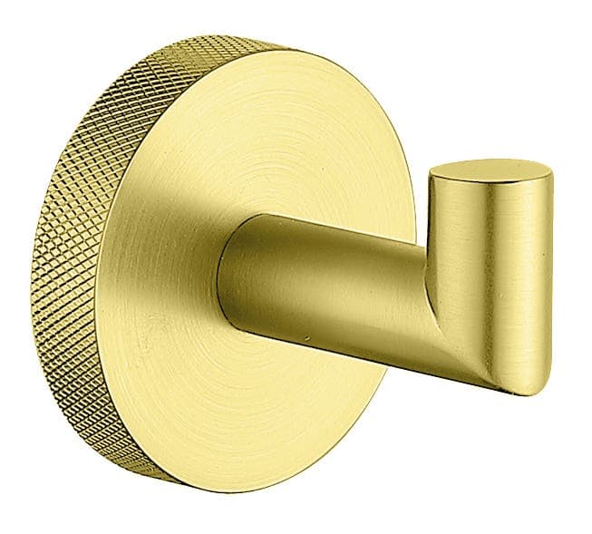 Kensington Knurled Robe Hook - Brushed Brass