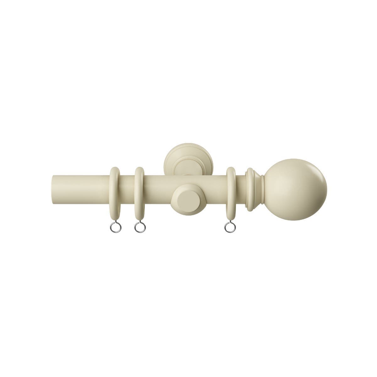 Woodland Fixed Curtain Pole - 28mm Eyelet - 1200mm - Cream - Cuttable to Size