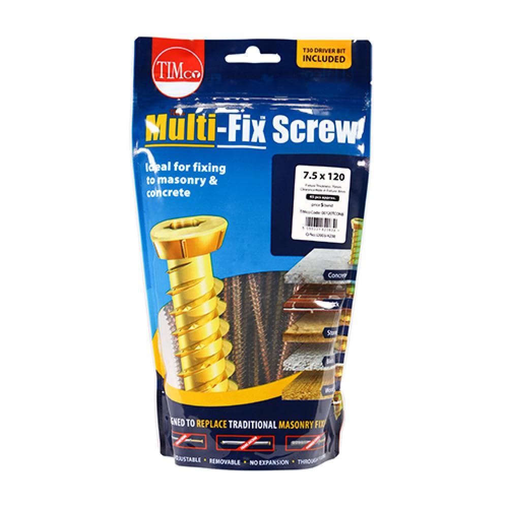 Timco 00120TCONB Concrete Screws - Tx - Flat Countersunk - Yellow 7.5 X 120 TIMbag 45