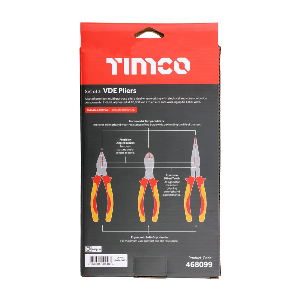 Timco Vde Plier Set Box 3 468099