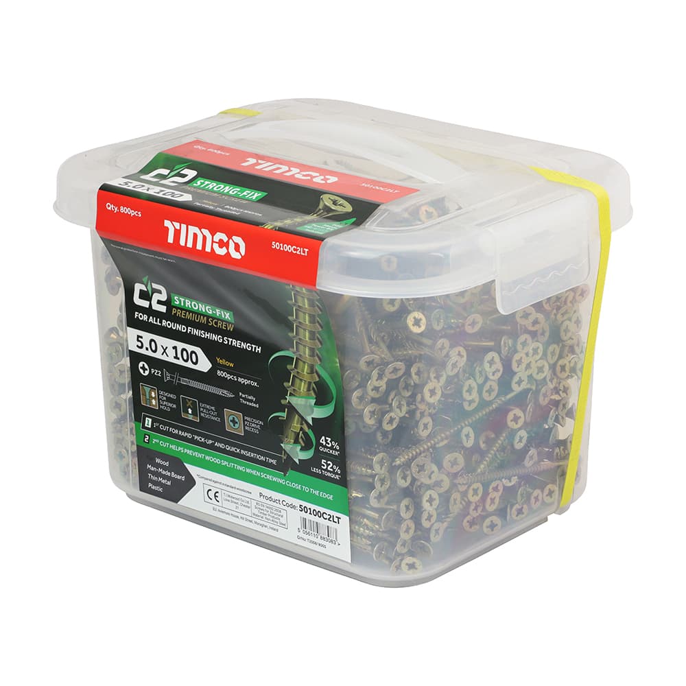 Timco C2 Strong-Fix - Pz - Double Countersunk - Twin-Cut - Yellow Tub 800 50100C2LT