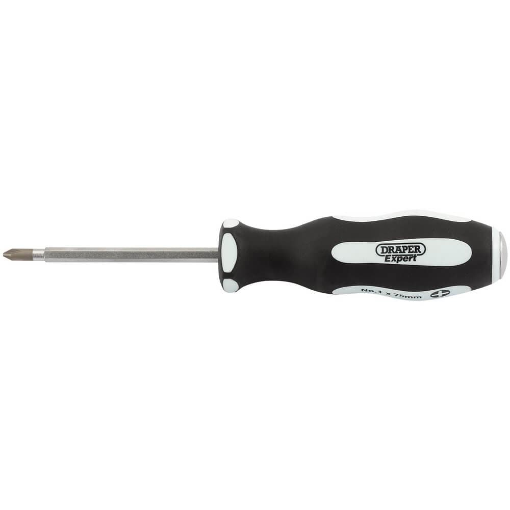 Draper Expert 35210 ftPound Thruft Cross Slot Soft Grip Screwdriver No.1 X 75Mm each