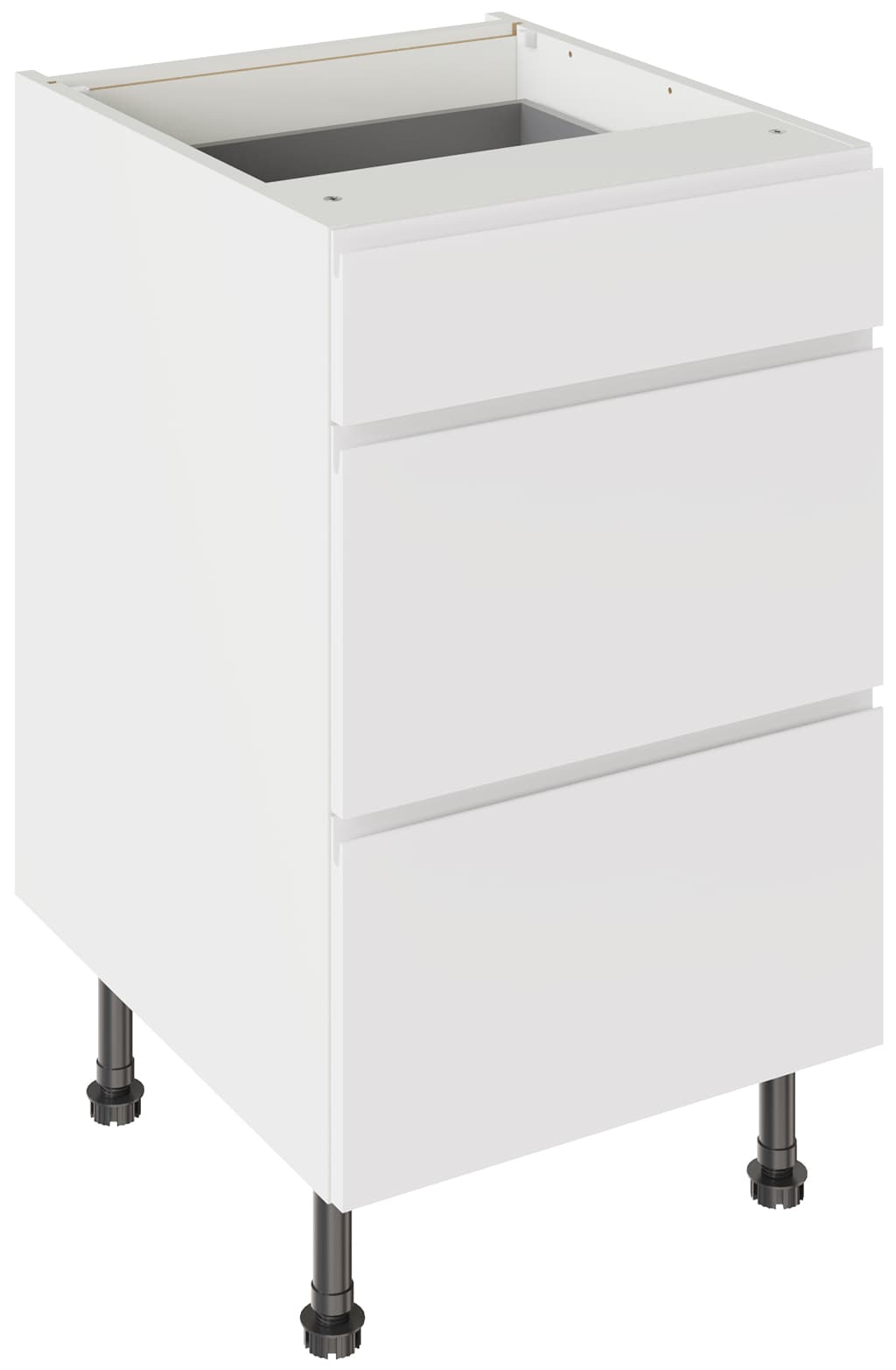 Flatpack Three Drawer Base Unit J-pull Ultra Matt White 500mm - FKKJ0541