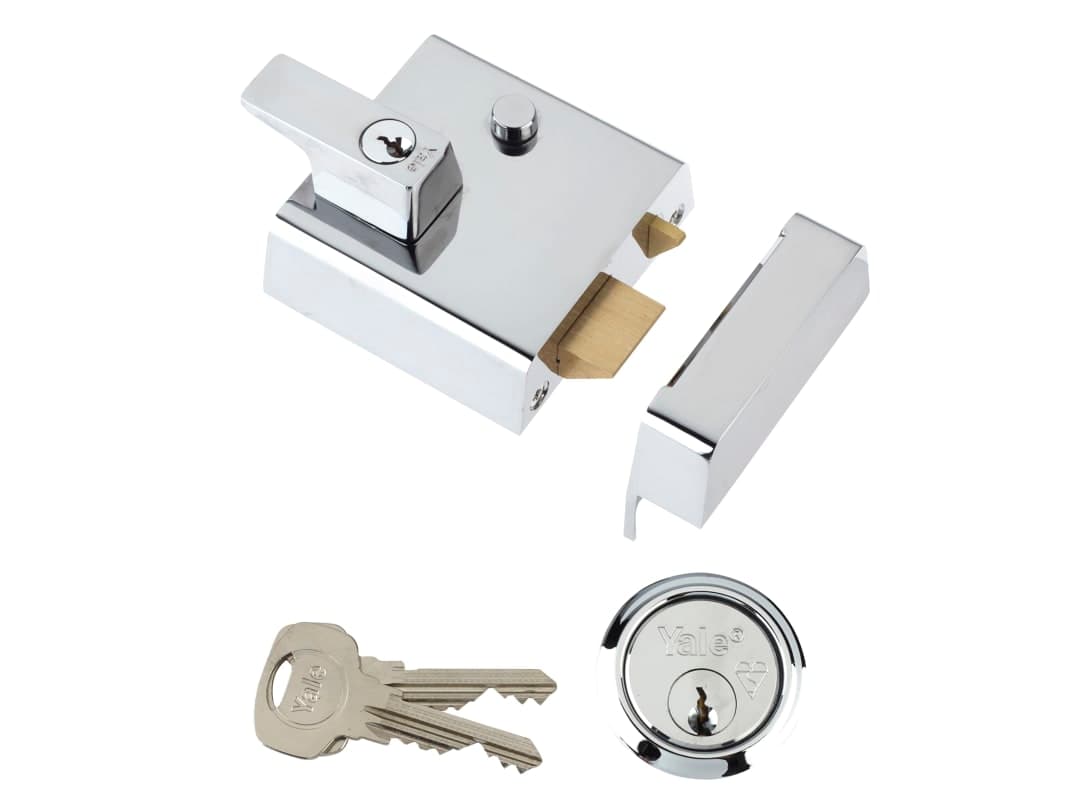 Yale Locks P2 Double Security Nightlatch 40mm Backset Chrome Finish Visi 6.30002E+11